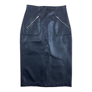 Zara Basic Women Black Faux Leather Skirt